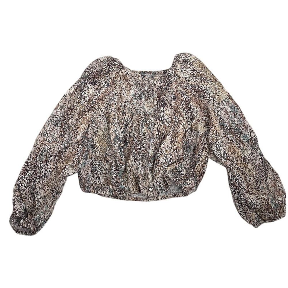 Zara Girls Neutral Printed Blouse Size 11-12 Years